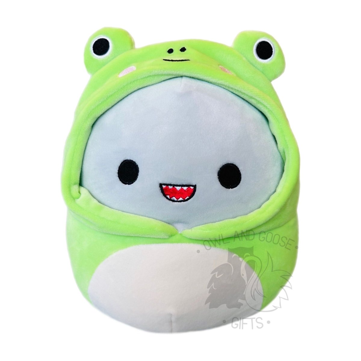Squishmallow 12 Inch Gordon the Shark in Frog Costume Plush Toy - Owl & Goose Gifts