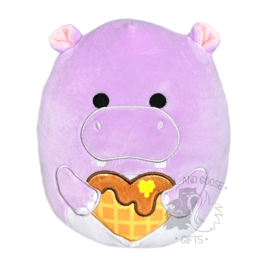 Squishmallow 12 Inch Hanna the Hippo with Waffle Heart Valentine Plush Toy - Owl & Goose Gifts