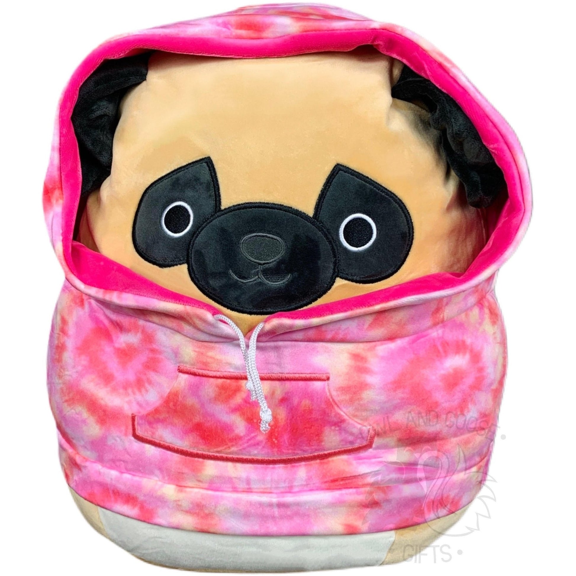Squishmallow 12 Inch Prince the Pug Hoodie Squad Plush Toy - Owl & Goose Gifts