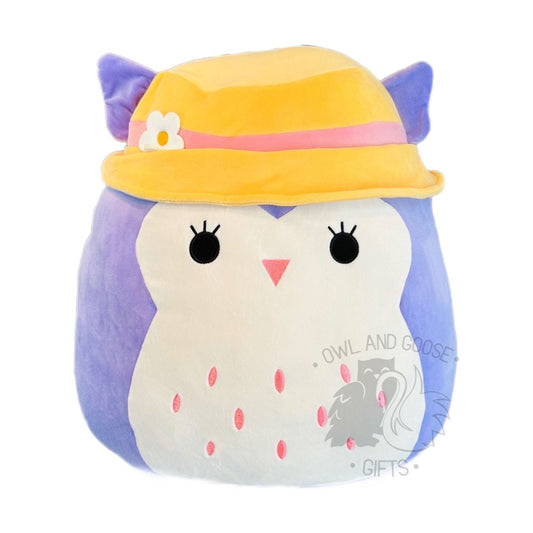Squishmallow 16 Inch Holly the Owl with Bucket Hat Plush Toy - Owl & Goose Gifts