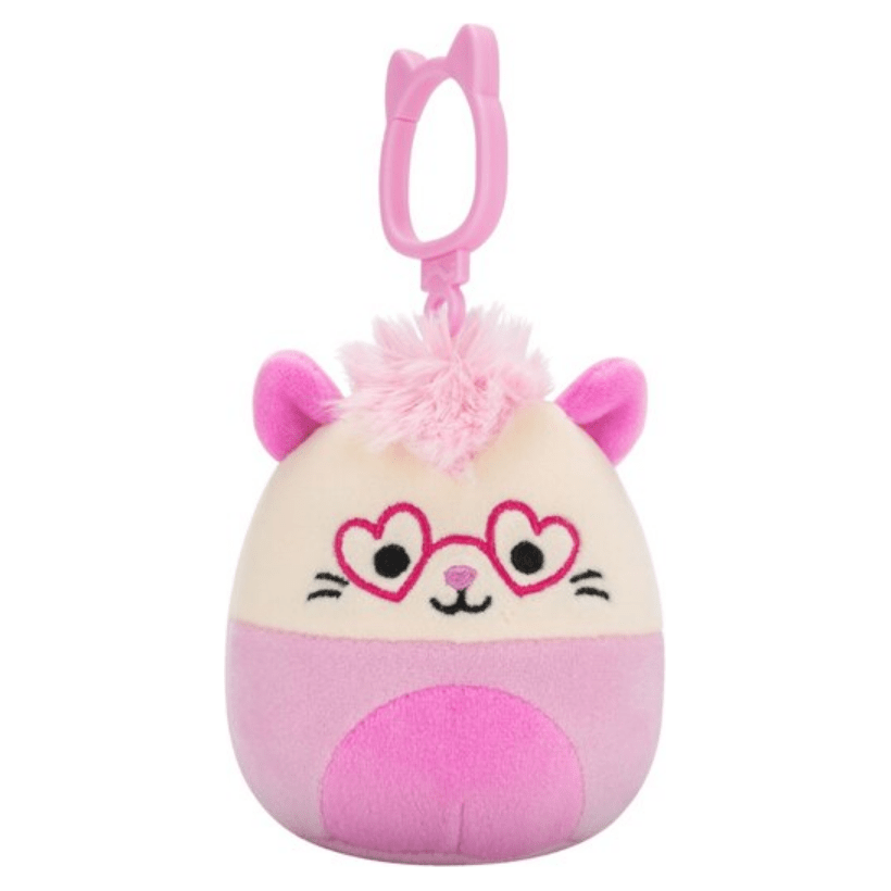 Squishmallow 3.5 Inch Chambless the Pink Opossum Valentine Plush Clip - Owl & Goose Gifts