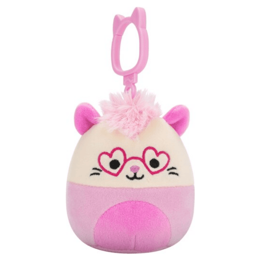 Squishmallow 3.5 Inch Chambless the Pink Opossum Valentine Plush Clip - Owl & Goose Gifts