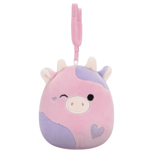 Squishmallow 3.5 Inch Patty the Cow with Heart Valentine Plush Clip - Owl & Goose Gifts