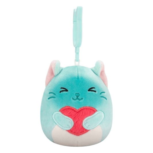 Squishmallow 3.5 Inch Sigrid the Cat with Heart Valentine Plush Clip - Owl & Goose Gifts