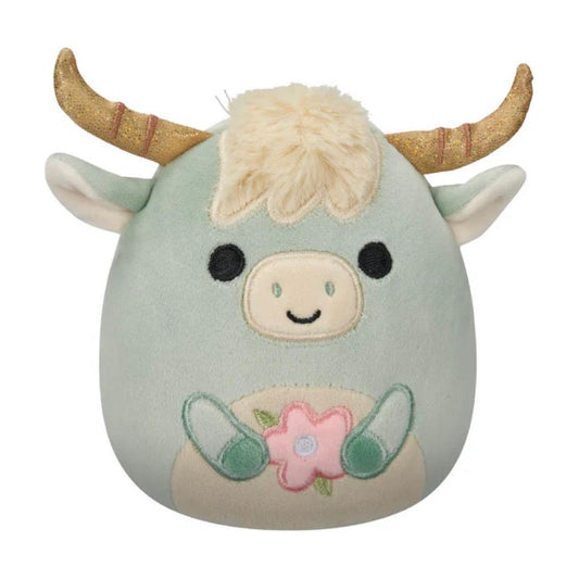 Squishmallow 5 Inch Armie the Highland Cow with Flower Easter Plush Toy - Owl & Goose Gifts