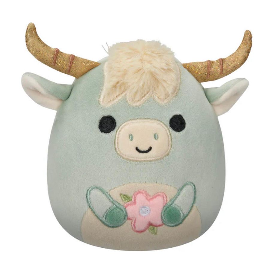 Squishmallow 5 Inch Armie the Highland Cow with Flower Easter Plush Toy - Owl & Goose Gifts