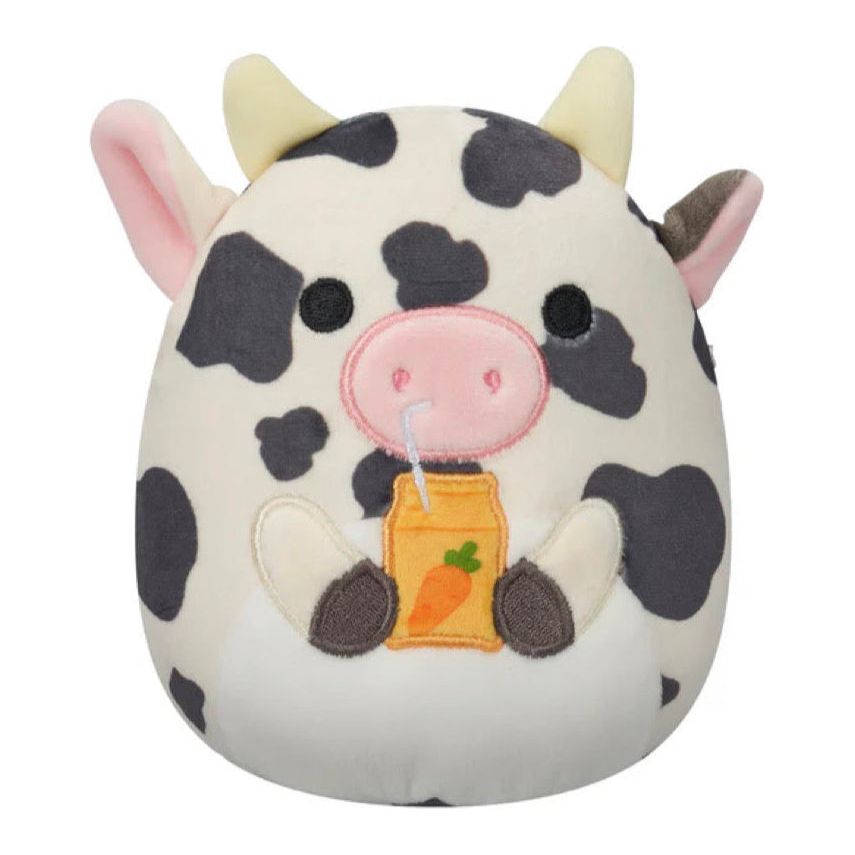 Squishmallow 5 Inch Colin the Cow with Carrot Juice Easter Plush Toy - Owl & Goose Gifts