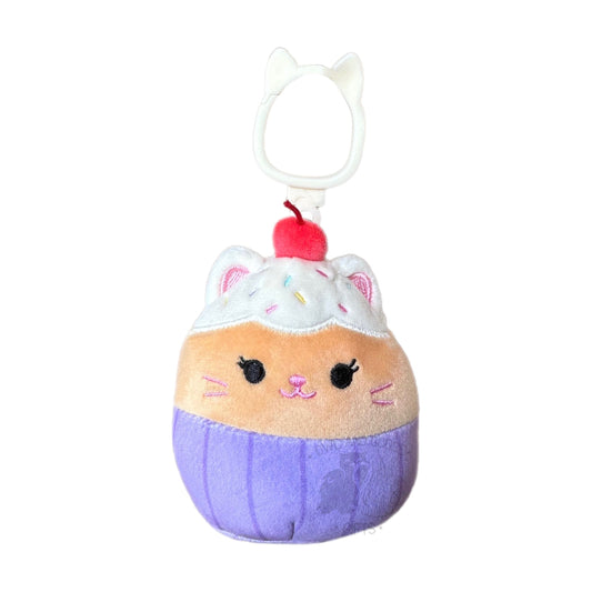 Squishmallow 3.5 Inch Miriam the Vanilla Cupcake Cat Plush Clip
