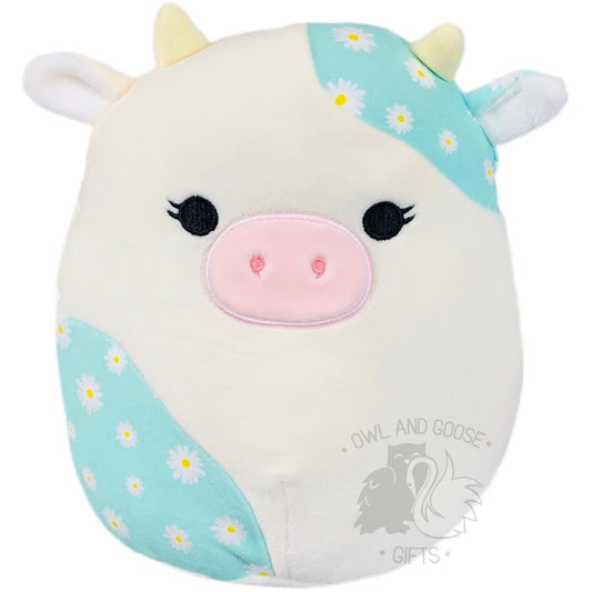 Squishmallow 8 Inch Belana the Cow Floral Daisy Print Easter Plush Toy - Owl & Goose Gifts