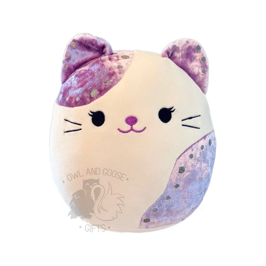 Squishmallow 8 Inch Rune the Cat Velvet Squad Plush Toy - Owl & Goose Gifts