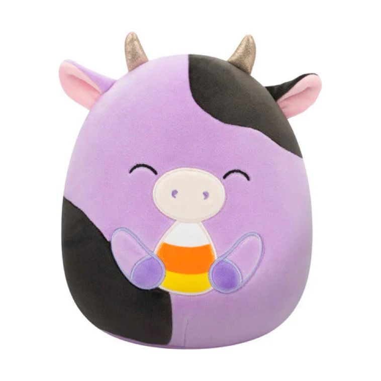 Squishmallow 5 Inch Alexie the Cow with Candy Corn Halloween Plush Toy - Owl & Goose Gifts