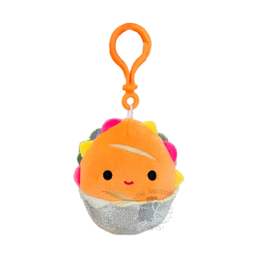 Squishmallow 3.5 Inch Iker the Hoagie Sandwich Neon Foods Plush Clip