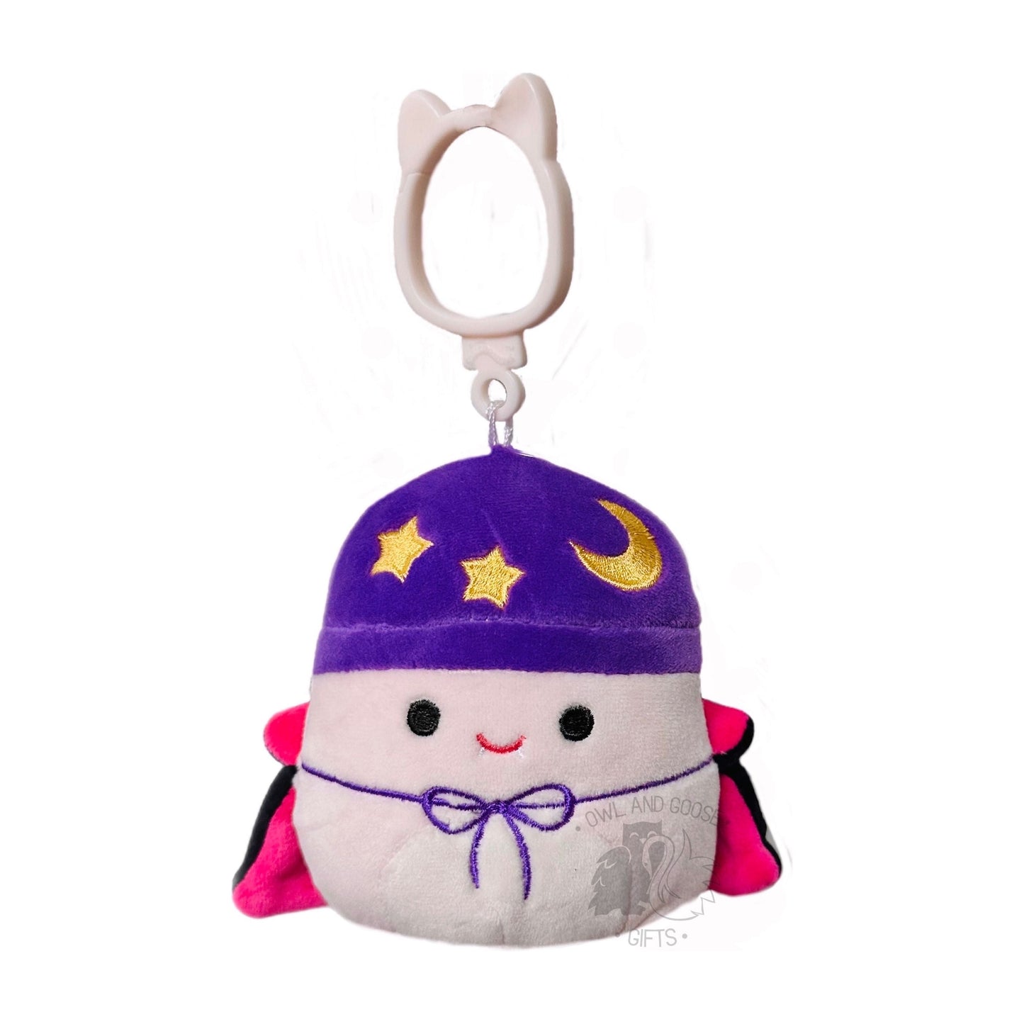 Squishmallow 3.5 Inch Carina the Mushroom with Cape Halloween Plush Clip - Owl & Goose Gifts