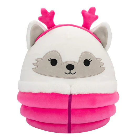 Squishmallow 8 Inch Gracelynn the Fox with Pink Puffer Jacket Christmas Plush Toy - Owl & Goose Gifts