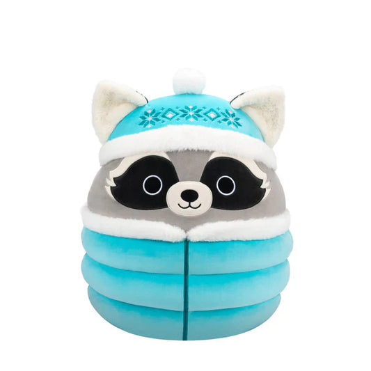 Squishmallow 8 Inch Galci the Raccoon with Puffer Jacket Christmas Plush Toy - Owl & Goose Gifts