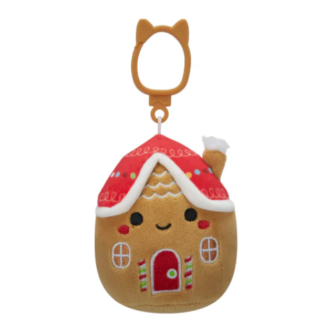 Squishmallow 3.5 Inch Casa the Gingerbread House Christmas Plush Clip - Owl & Goose Gifts