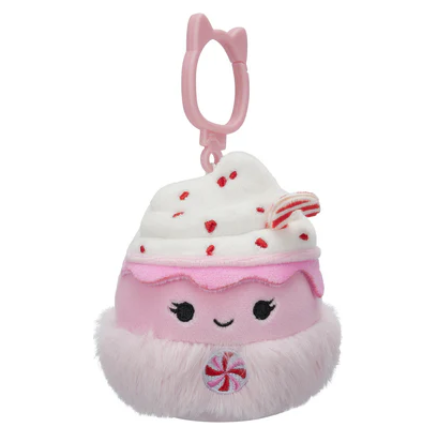 Squishmallow 3.5 Inch Ethel the Peppermint Latte Christmas Plush Clip - Owl & Goose Gifts