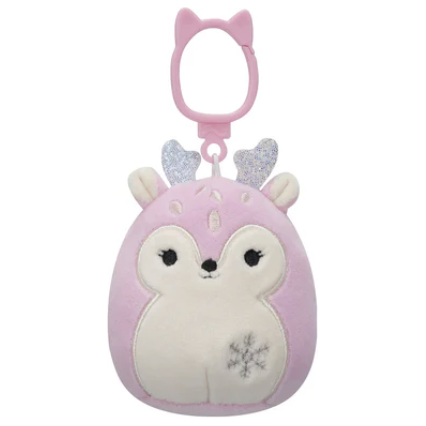 Squishmallow 3.5 Inch Falala the Pink Fawn Christmas Plush Clip - Owl & Goose Gifts