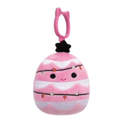 Squishmallow 3.5 Inch Carrigan the Pink Tree Christmas Plush Clip