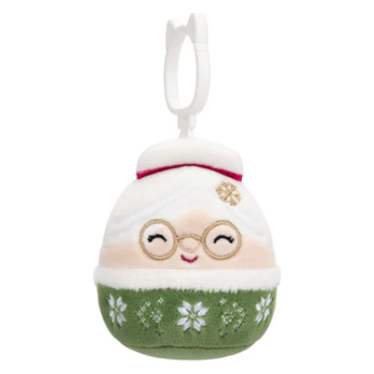 Squishmallow 3.5 Inch Nicolette the Mrs. Claus with Green Outfit Christmas Plush Clip - Owl & Goose Gifts