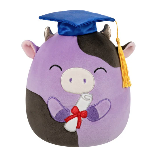 Squishmallow 8 Inch Alexie the Cow with Graduation Cap Plush Toy
