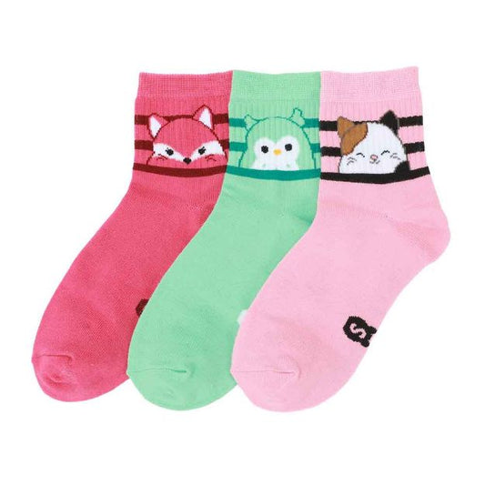Squishmallow Women's 3 Pack Quarter Crew Socks - Owl & Goose Gifts