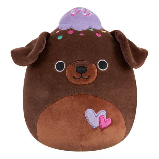 Squishmallow 12 Inch Rico the Brownie Chocolate Lab with Hearts Valentine Plush Toy